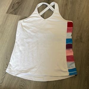 Lululemon Rainbow Side Cross Strap White Tank Top Womens Size 10